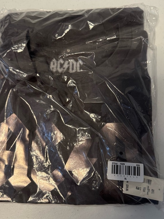 Hybrid Apparel Tops - Hybrid Apparel Black AC/DC Metallic Graphic Short Sleeve Tee